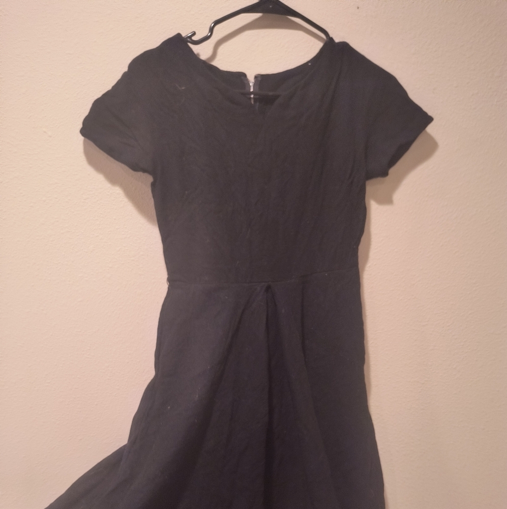 Vintage 50s Troy Petites Sweetheart Black Wool Dress